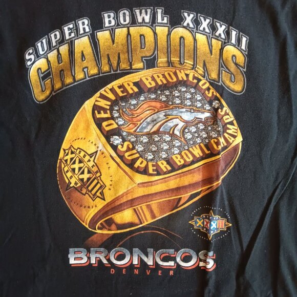 XL T-shirt Super Bowl XXXII Champions Denver Broncos Pro Player Cotton Vtg 1998 - Picture 3 of 7